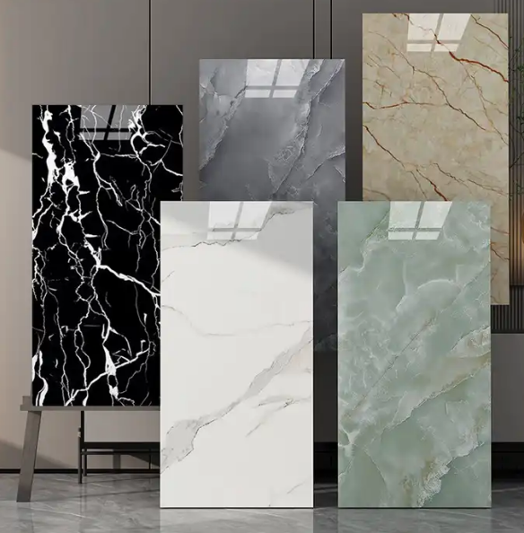 Marble alternative SPC board fireproof Luxury Waterproof bathroom Decorative shower spc stone pressed component spc wall panel