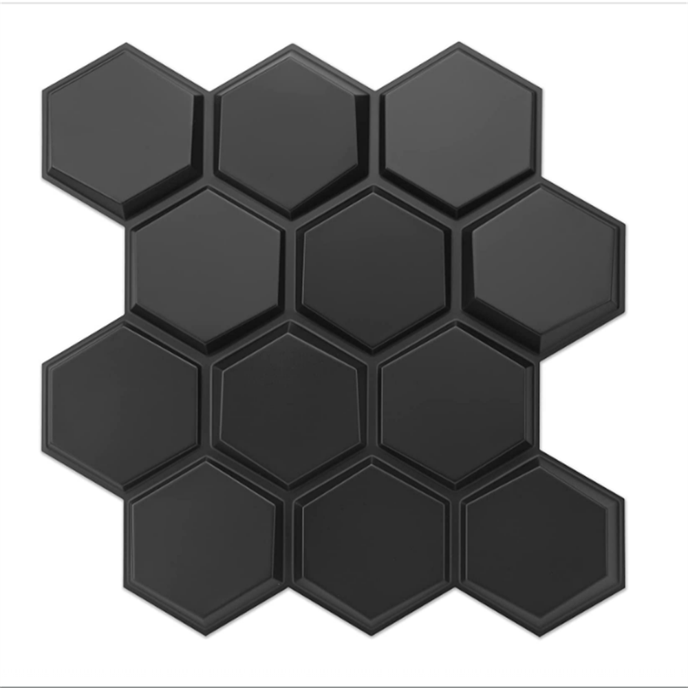 Art 3d Textures 3D Wall Panels Black Hexagon Design Pack of 12 Tiles indoor decoration self adhesive diy wall panel