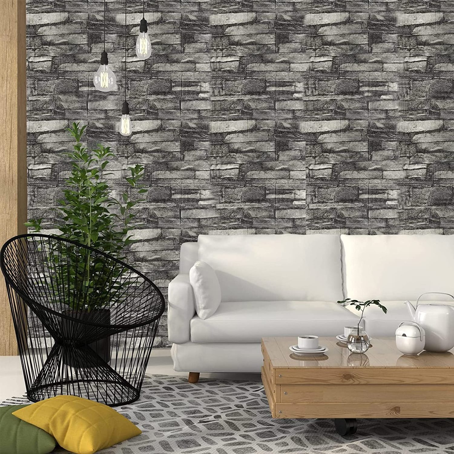 3D Wall Panels Peel and Stick, 3D Brick Wallpaper Peel and Stick,Waterproof PE Foam Faux Stone Wall Panels Self Adhesive