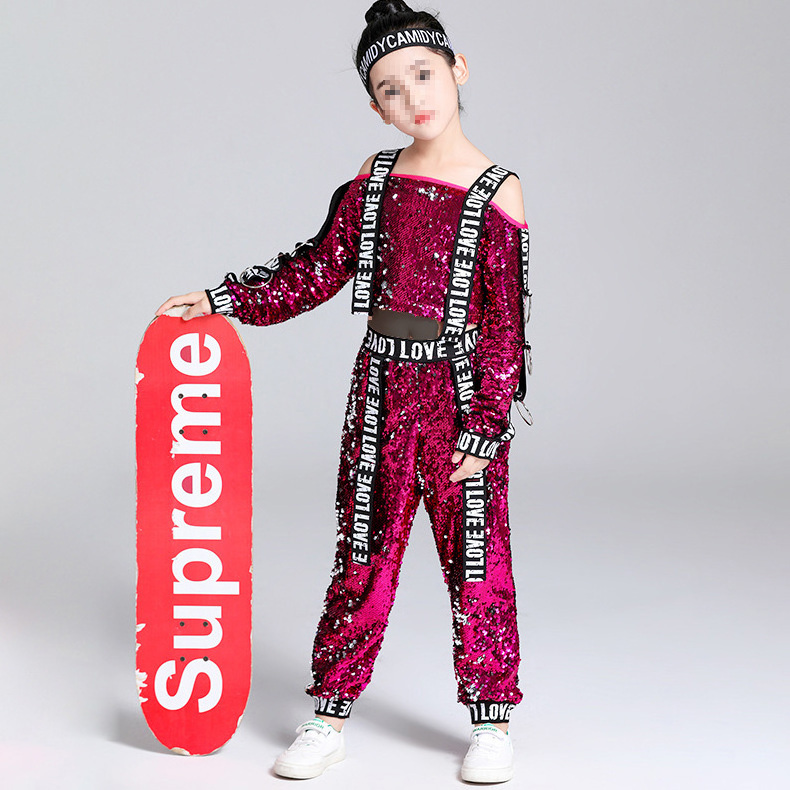 Fashion Model Dance Costume Children's Jazz Dance Girl Costume Sequin Set Hip Hop Dance Performance