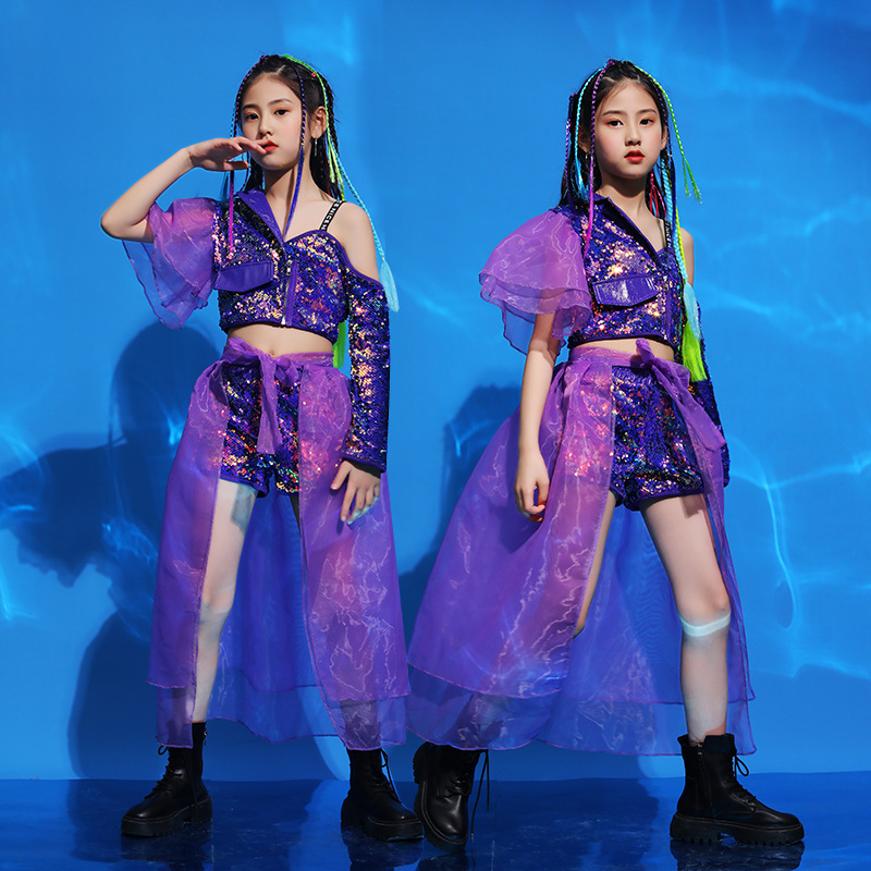 Fashionable stage costumes model children's jazz dance girl's dance performance costumes 2 Piece Set Teenager Girl Clothes