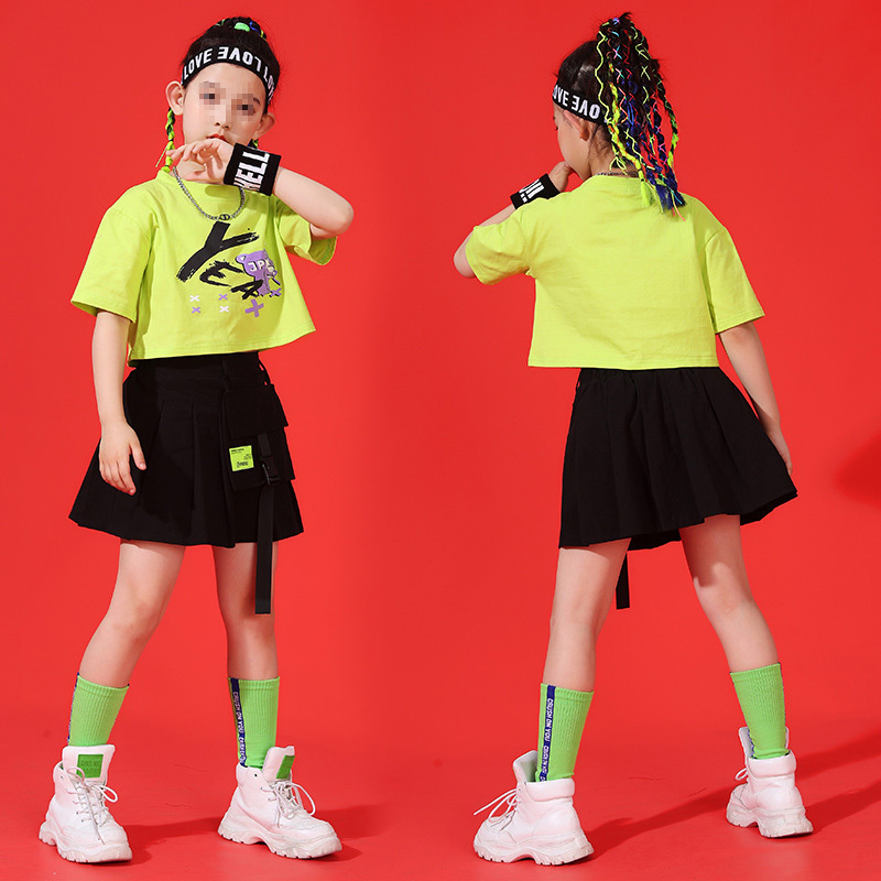 Kids Suits Summer Girls Hip Hop Jazz Costumes Kids Models Fashion Costumes Girls Dance Performance Clothing Sets