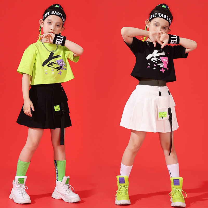 Kids Suits Summer Girls Hip Hop Jazz Costumes Kids Models Fashion Costumes Girls Dance Performance Clothing Sets