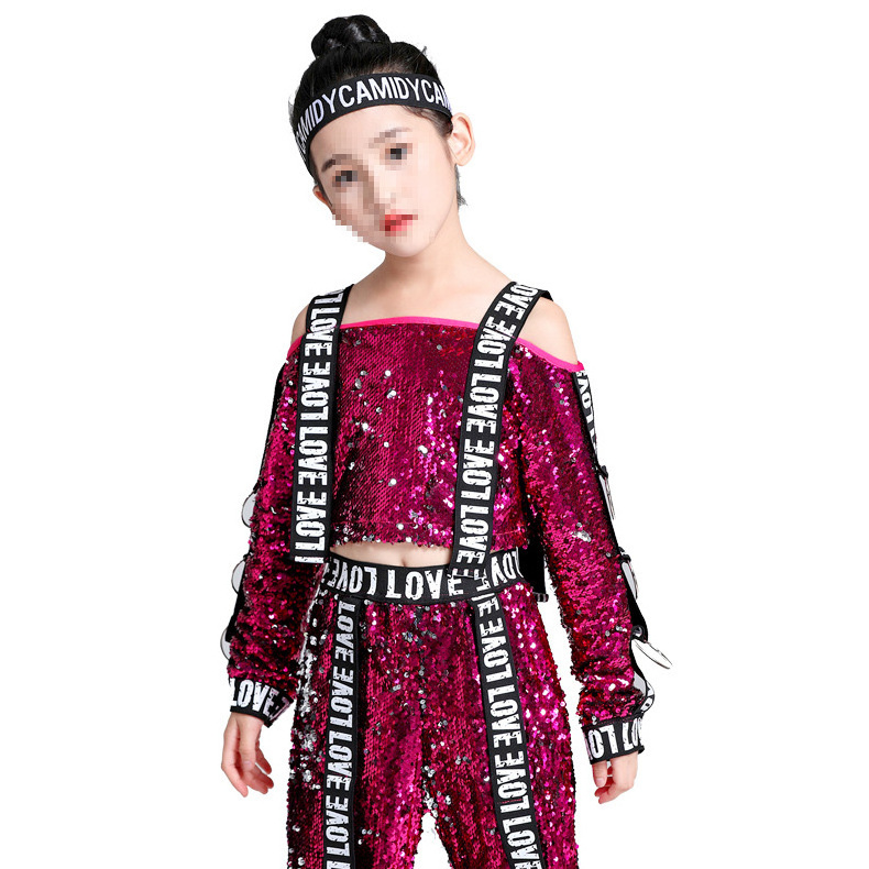 Fashion Model Dance Costume Children's Jazz Dance Girl Costume Sequin Set Hip Hop Dance Performance