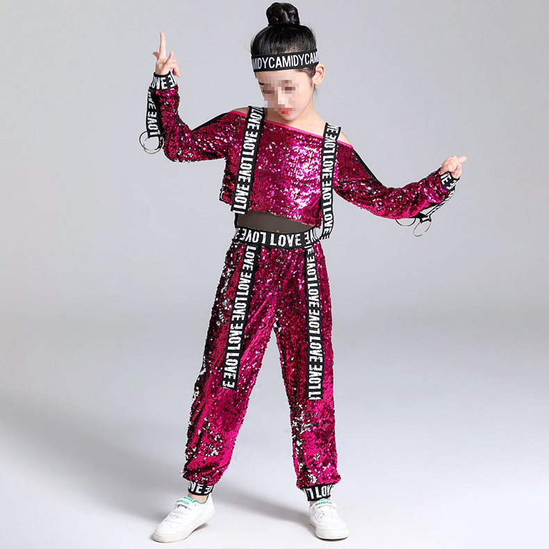 Fashion Model Dance Costume Children's Jazz Dance Girl Costume Sequin Set Hip Hop Dance Performance