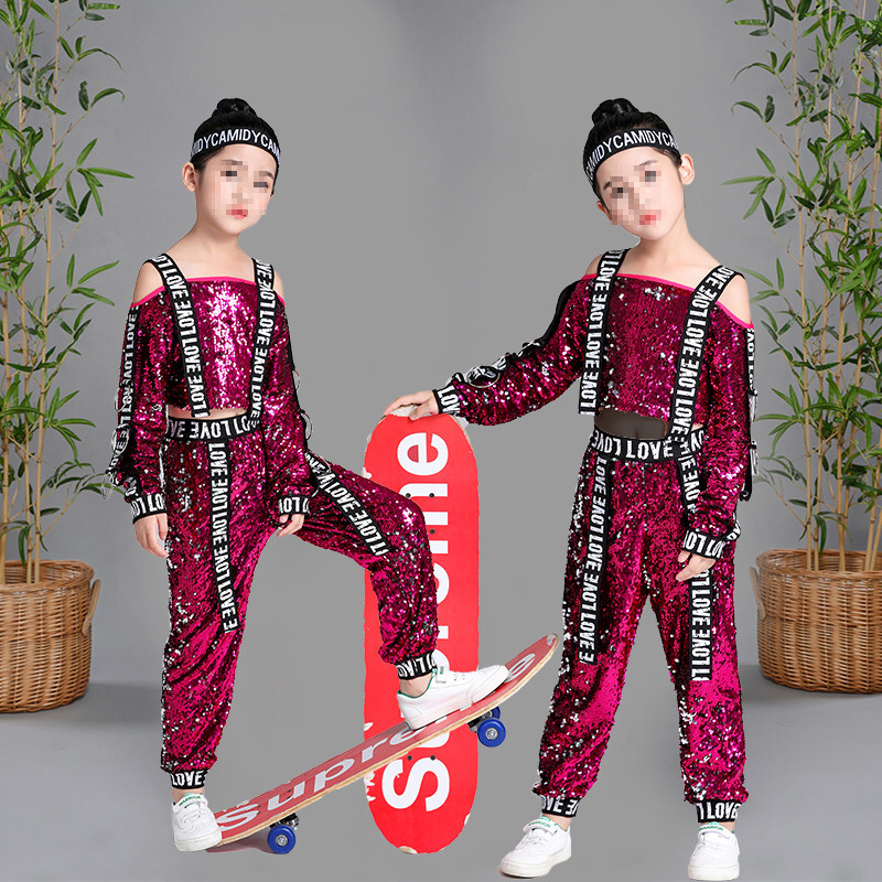 Fashion Model Dance Costume Children's Jazz Dance Girl Costume Sequin Set Hip Hop Dance Performance