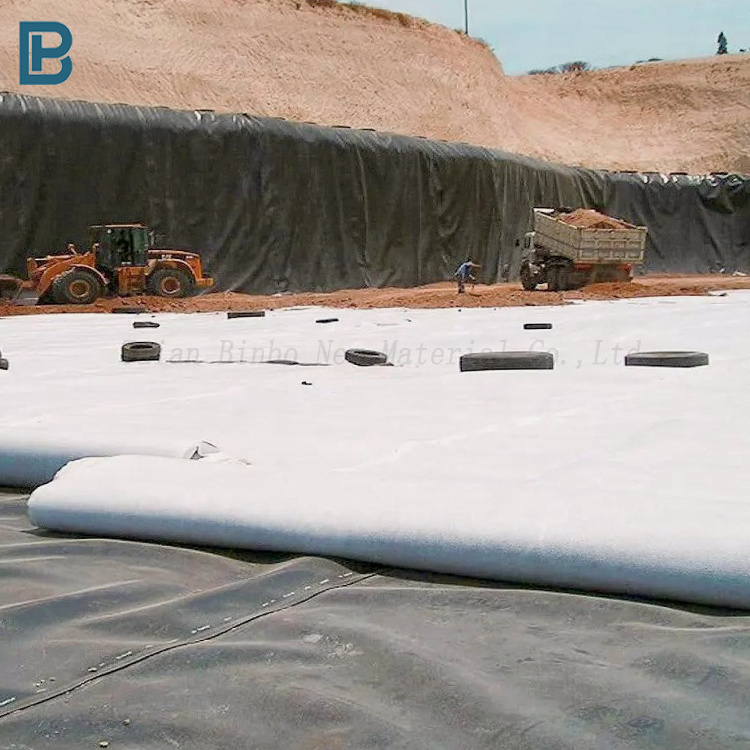 Earthwork products 700gsm Geotxtile nonwoven fabric rolls geotextile dam project and retaining wall