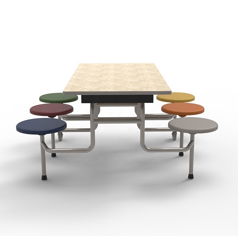 6 seat fast food unit school dining table lunchroom cafeteria table