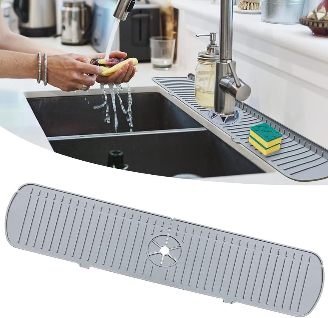 CR Custom kitchen silicone sink faucet mat for kitchen sink