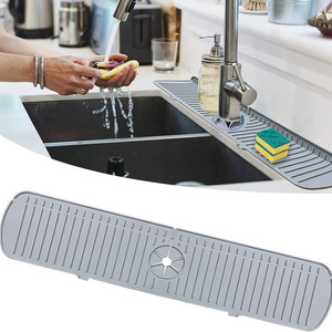 CR Custom kitchen silicone sink faucet mat for kitchen sink