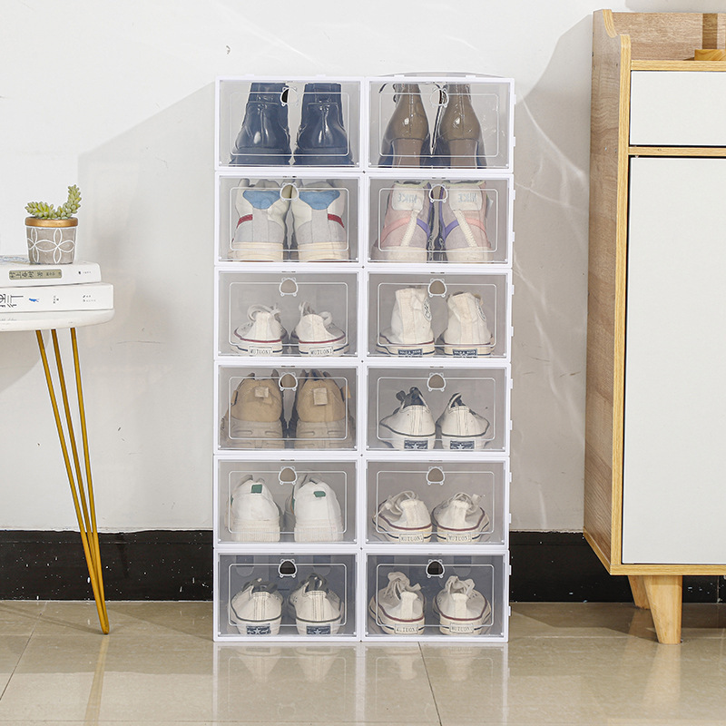 2023 Foldable Clear Plastic Shoe Box Storage Stackable Shoe Organizer Drawer Case Furniture Ladies Men Plastic Shoe Box