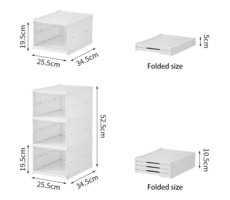 Foldable Shoe Storage Boxes with Lids 6 layers Clear Stackable Shoes Organizer Installation Free Flip Type Shoe Containers