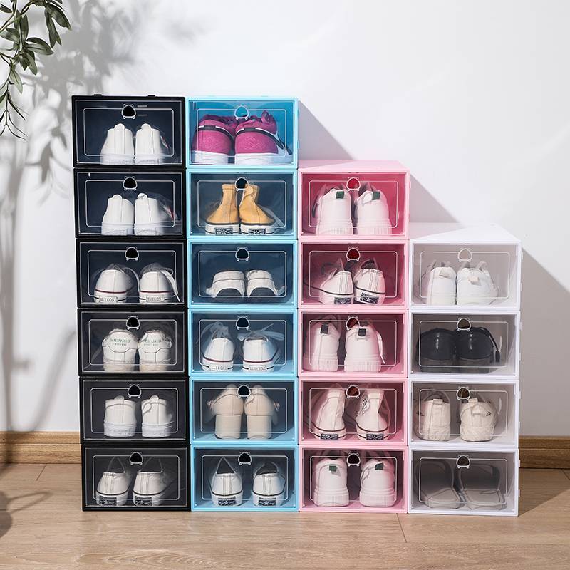 2023 Foldable Clear Plastic Shoe Box Storage Stackable Shoe Organizer Drawer Case Furniture Ladies Men Plastic Shoe Box