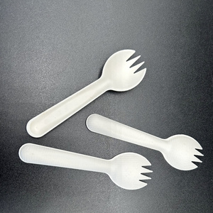 CPLA Manufacture Cornstarch Bagasse Disposable Birthday Cake Spork Fork Sustainable PLA Fork with Cake Knife