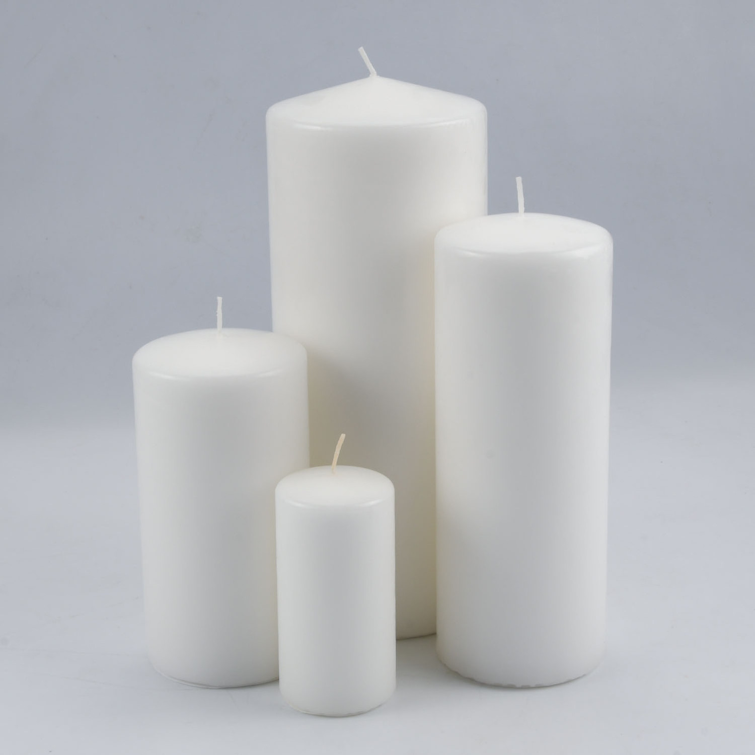 White Paraffin Wax Unscented Long Burning Round Cylinder Pillar Candles For Wedding