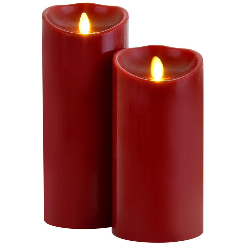 battery operated red color moving wick flameless pillar LED candle