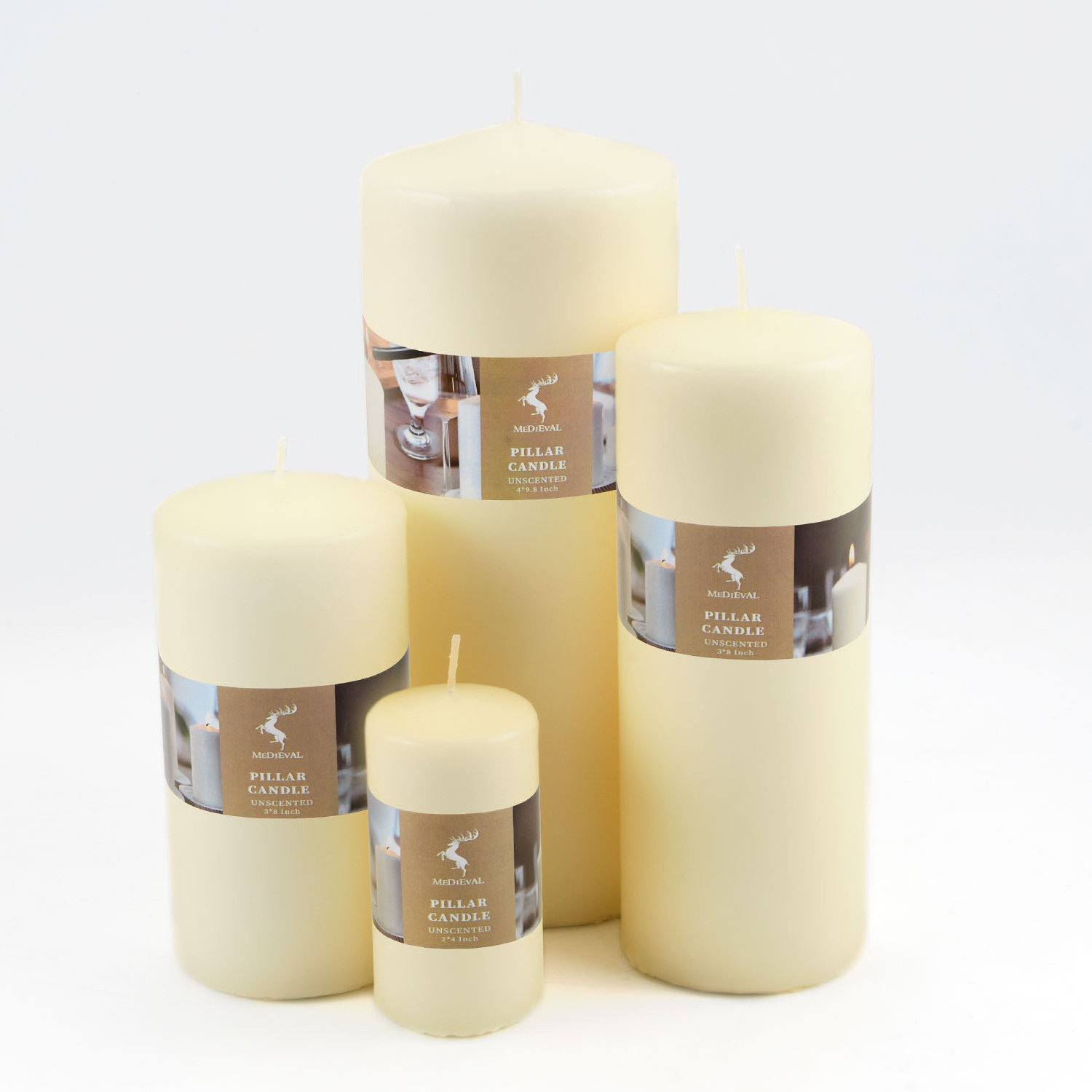 White Paraffin Wax Unscented Long Burning Round Cylinder Pillar Candles For Wedding