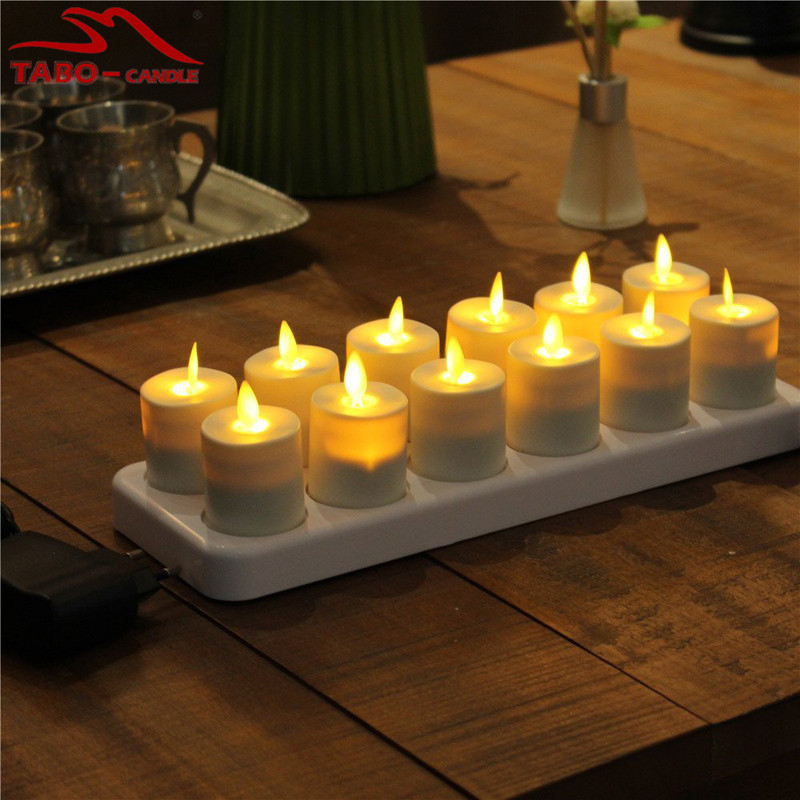 Set of 12 Moving Flame Rechargeable Votives tealight candles