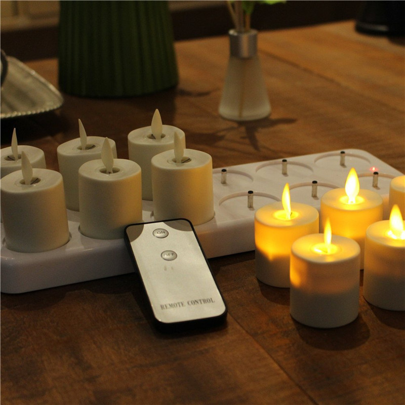 USB Rechargeable LED Tea Light Candle with Remote Control