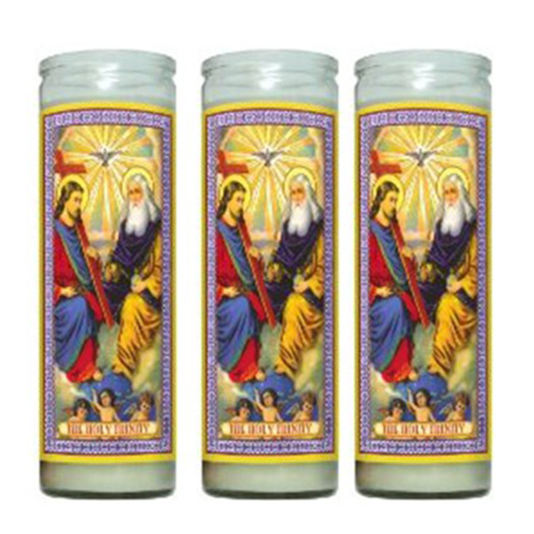 Wholesale Cheap Spiritual Saint Long Tall Offertory Jesus Glass Prayer Candles