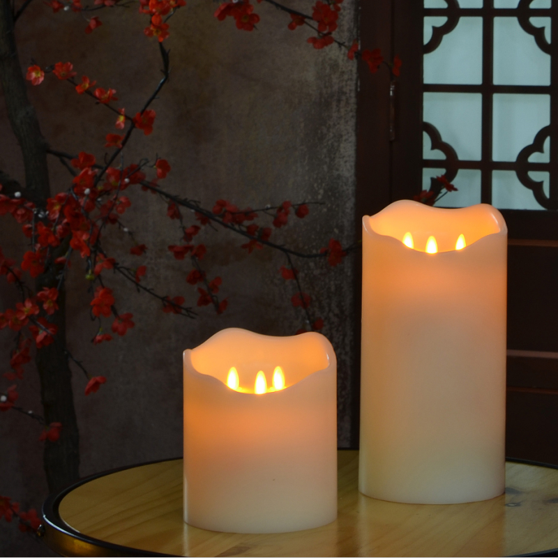 Big 3 Triple Dancing Wick Battery Operated Led Flameless Pillar Candles