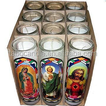 white wax 7 day prayer glass jar religious church candles wholesale