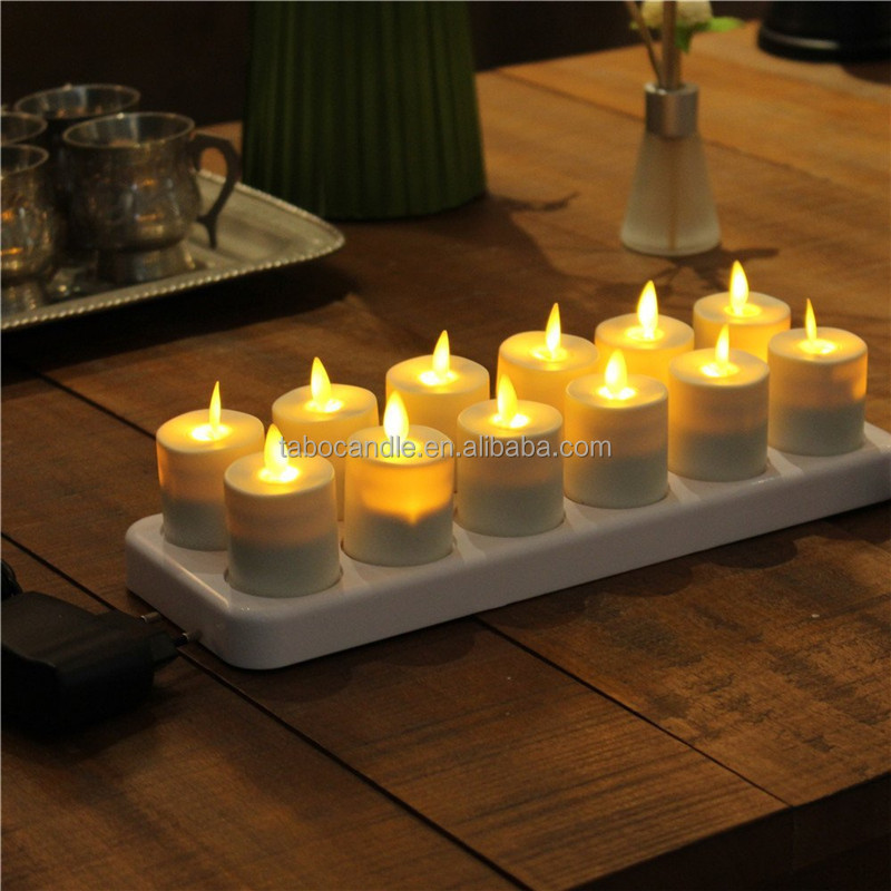 moving wick Rechargeable led tea light candle for wedding decoration