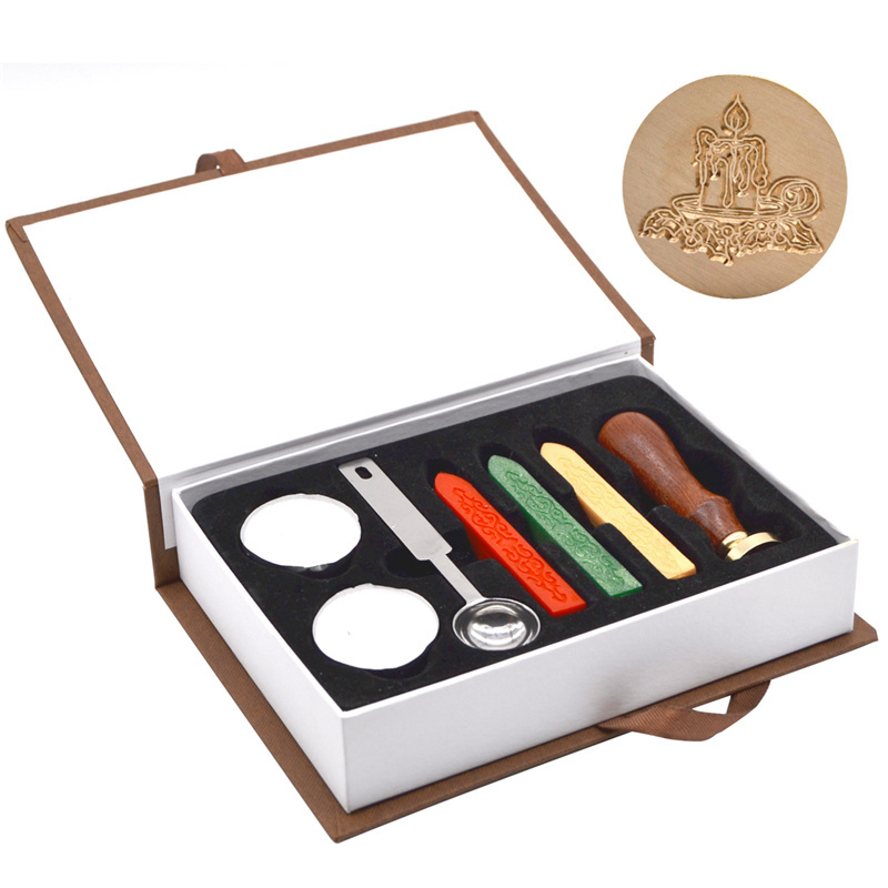 Customized Office Promotional Wood Handle Stamp Seal Wax Kit