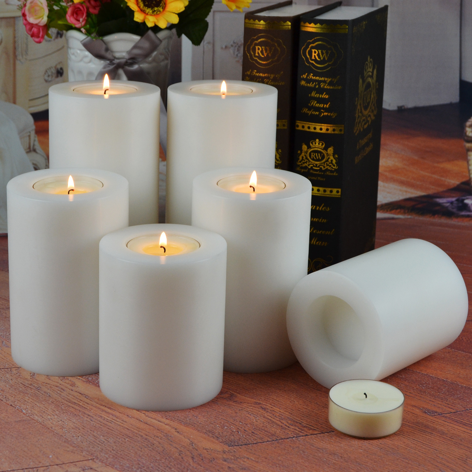 New Crystal Cylinder Vases Tea Light Artificial Candles For Wedding Centerpieces