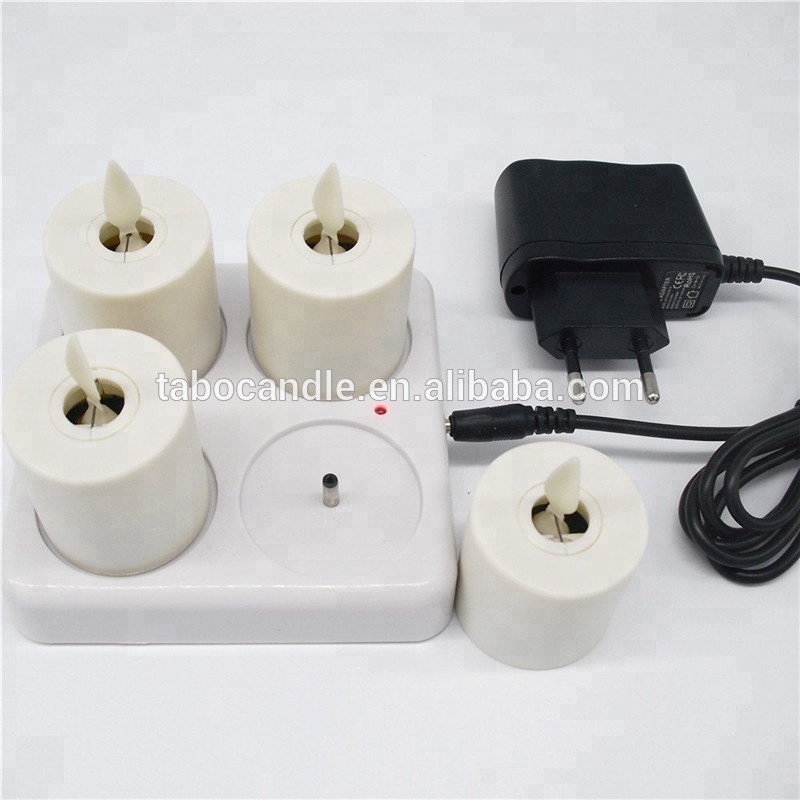 decorative led flickering smart Flameless Candles Rechargeable Tea Light Candles Set Of 4