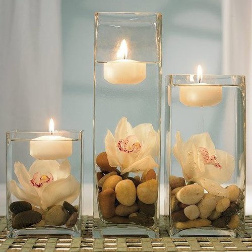 3 inch unscented tealight shaped floating candles in water for wedding