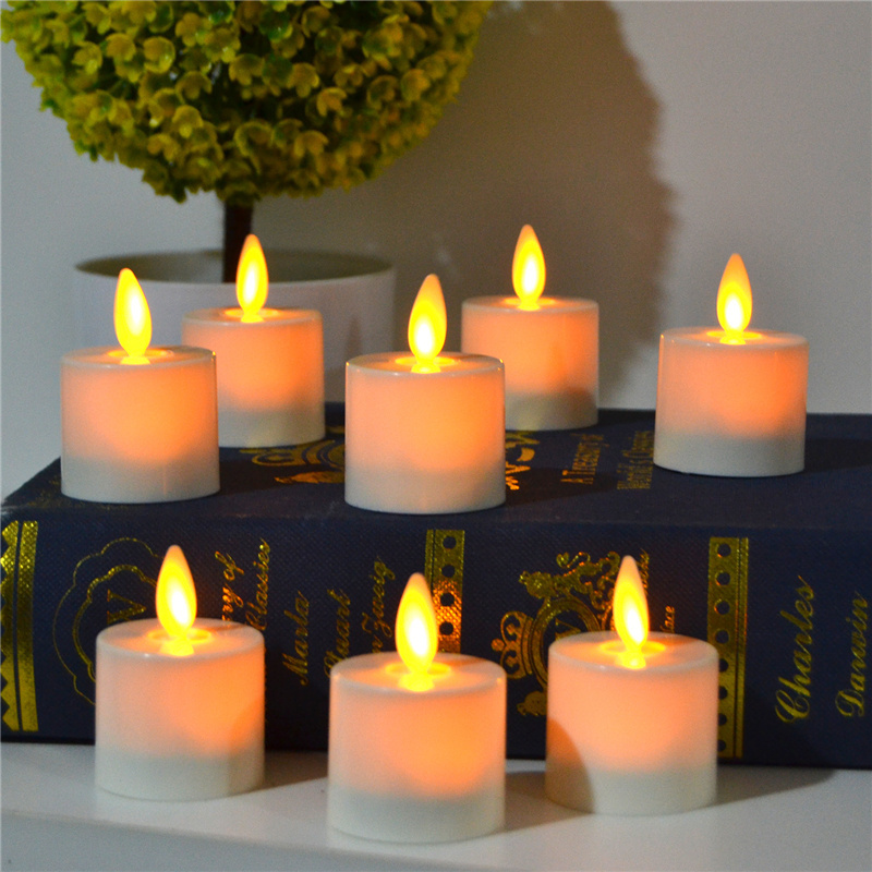 Bright Flickering Battery Operated Flameless moving wick LED Tea Light candle