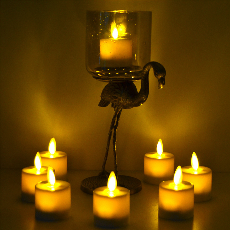 Bright Flickering Battery Operated Flameless moving wick LED Tea Light candle