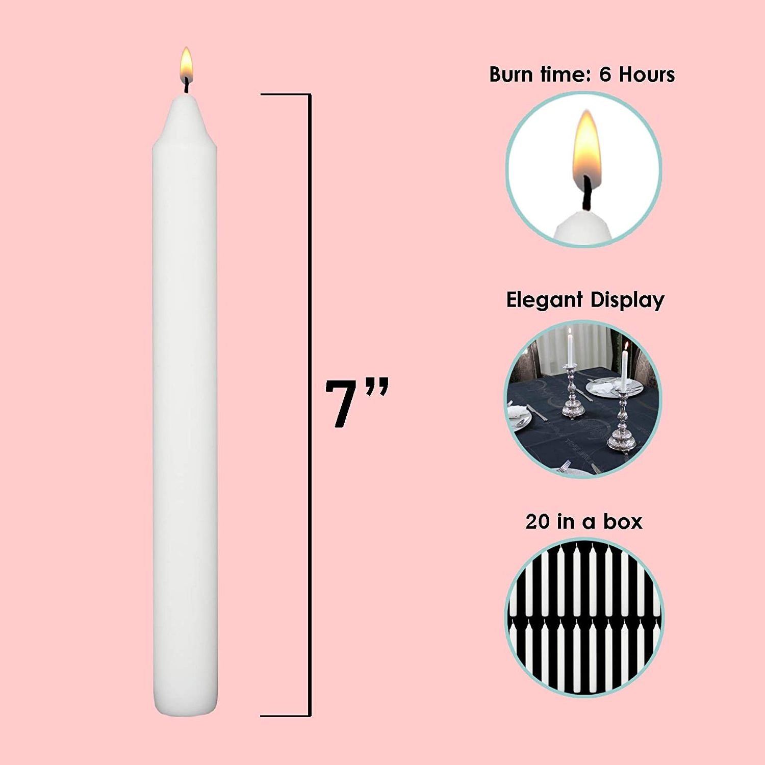 Premium European Daily Quality White Taper Candles for Wedding Party