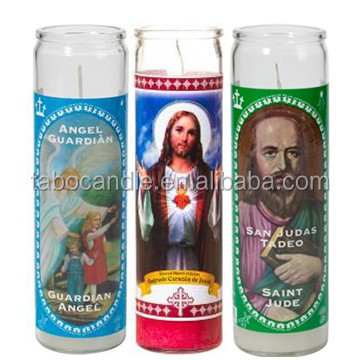 Long Time Burning Custom Sticker 7 Day Prayer Church Candles In Bulk