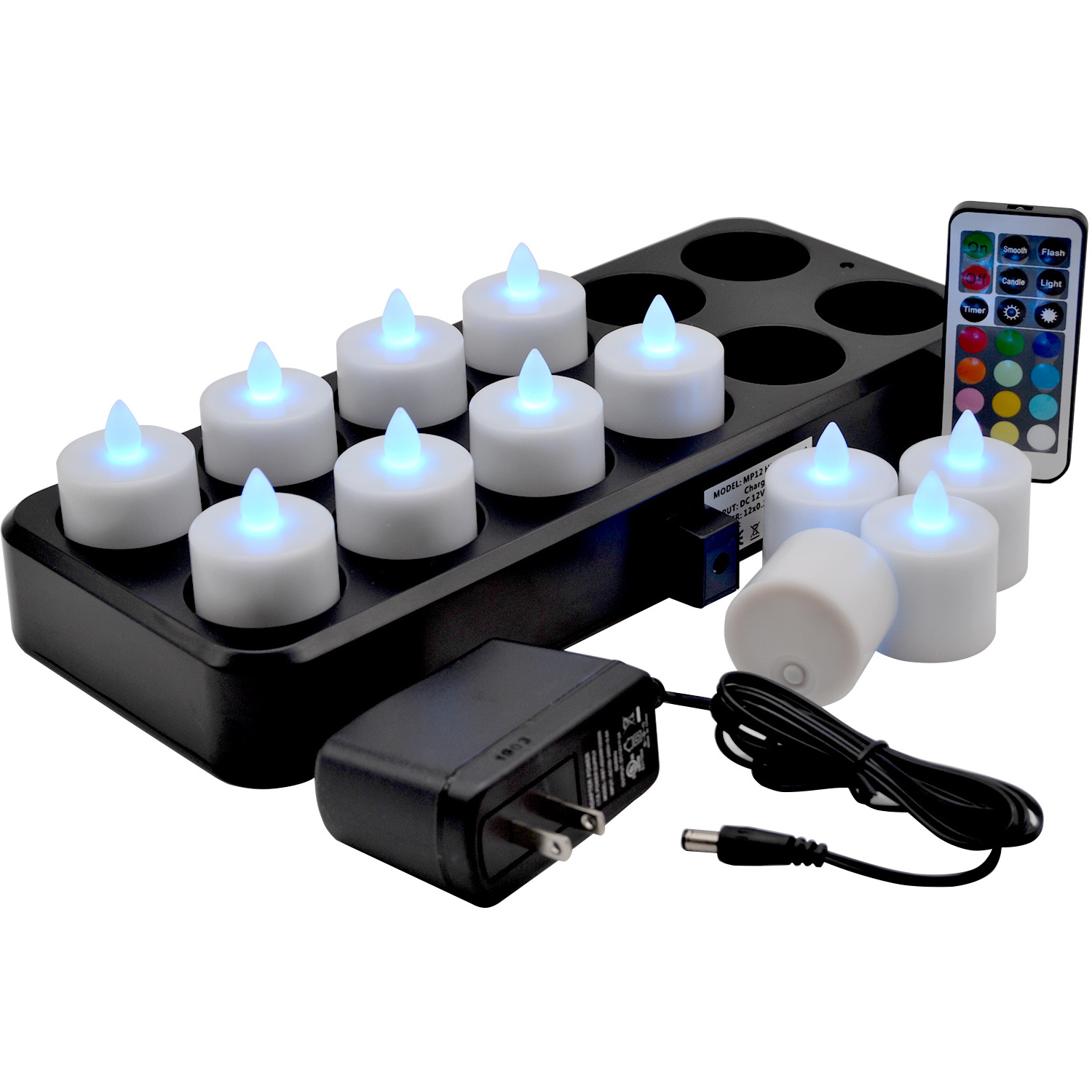 Rechargeable led flameless tealight candles with charging base