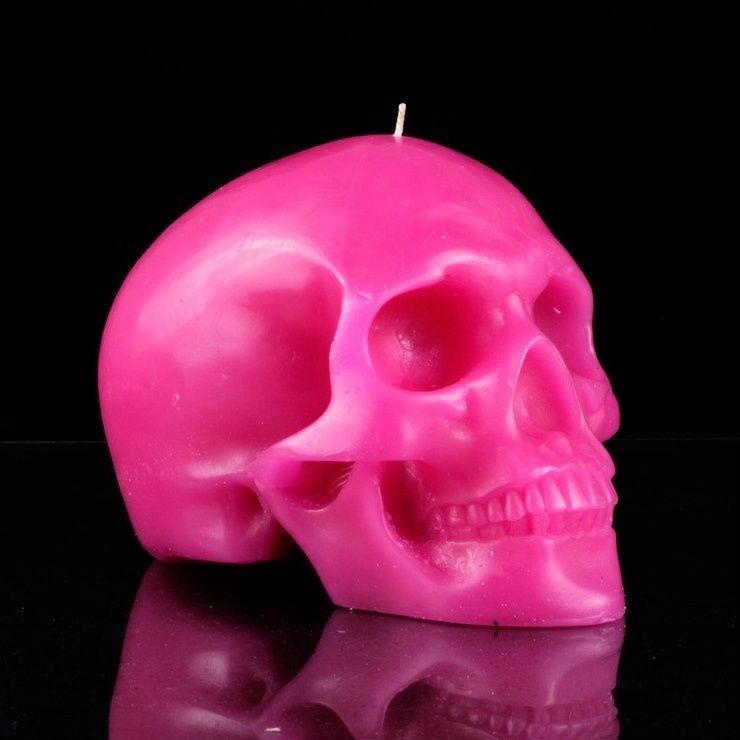 wholesale holiday decoration handmade novelty carved Halloween skull candle