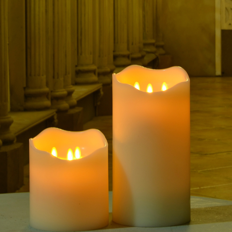 Big 3 Triple Dancing Wick Battery Operated Led Flameless Pillar Candles