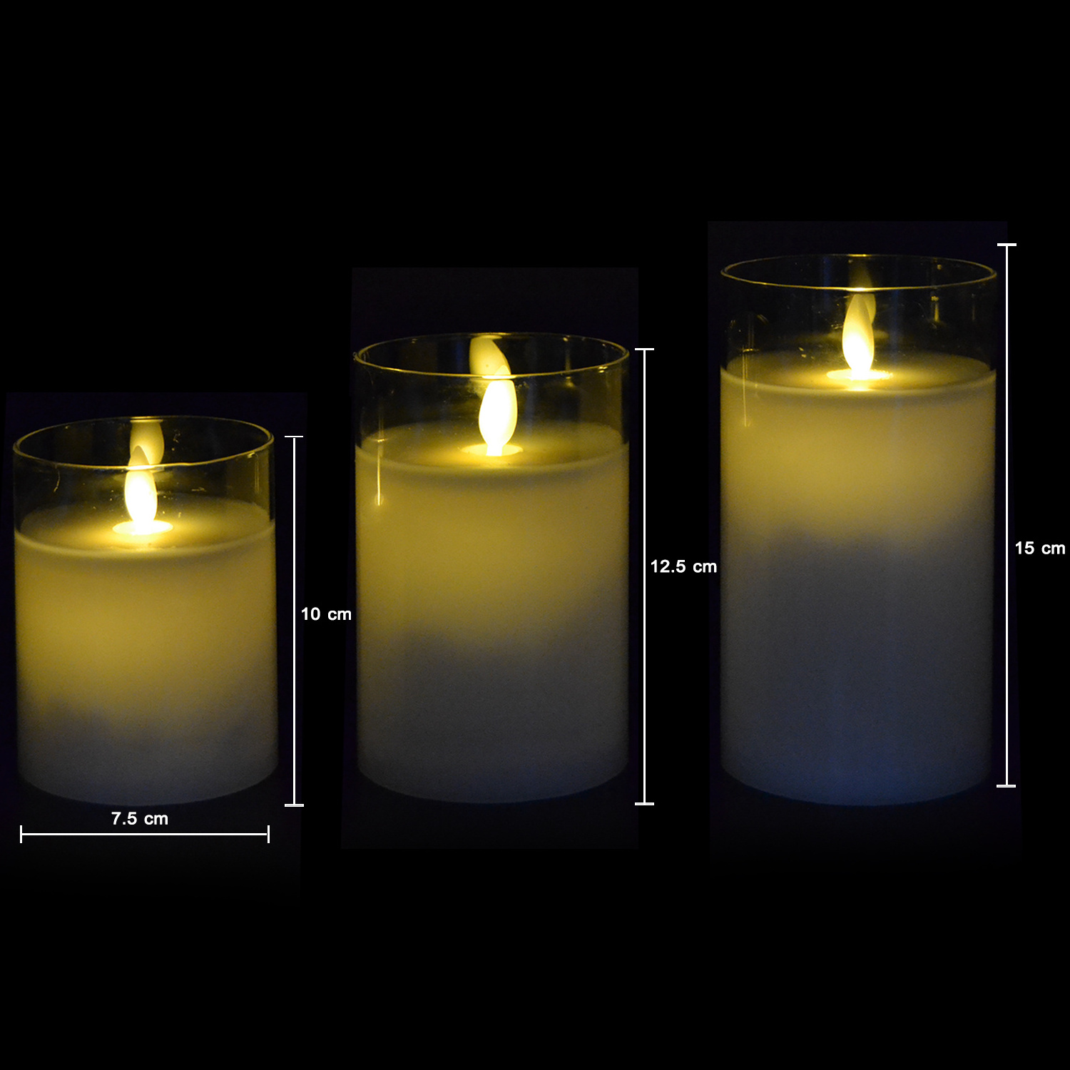 Home Party Decoration Led Remote Control Glass Pillar Candles