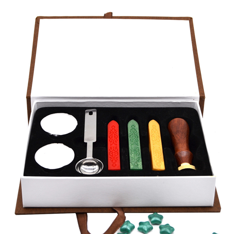 Customized Office Promotional Wood Handle Stamp Seal Wax Kit