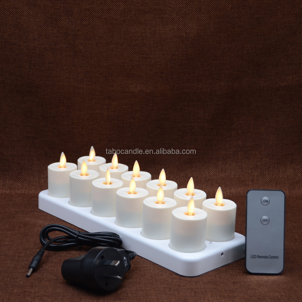 Set of 12 Moving Flame Rechargeable Votives tealight candles