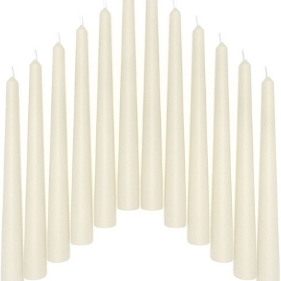 Drippless Unscented White Tall Taper Dinner Candle Sticks With Cotton Wicks