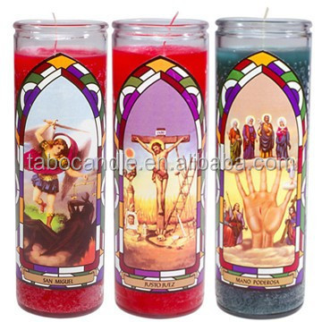 wholesale hispanic mexican glass jar religious candles