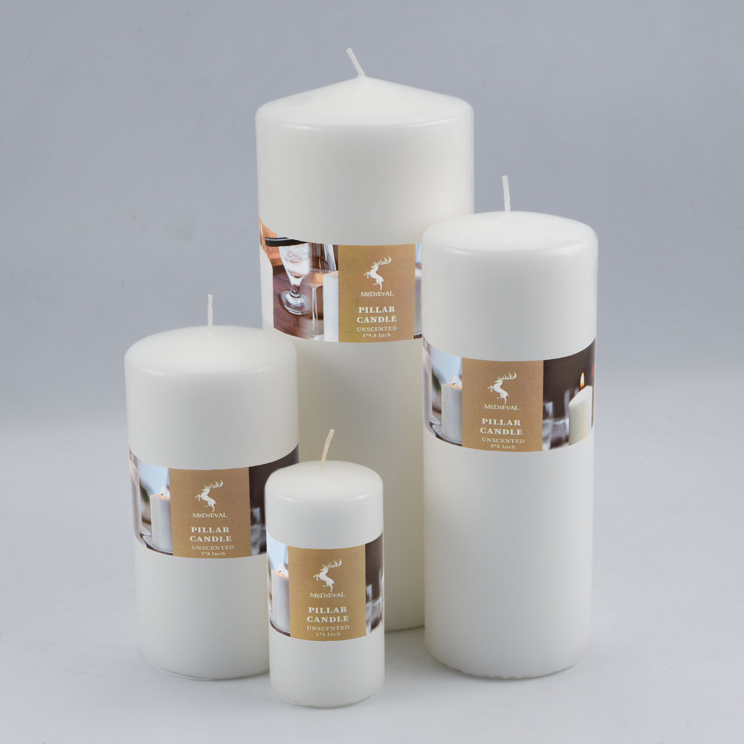 White Paraffin Wax Unscented Long Burning Round Cylinder Pillar Candles For Wedding