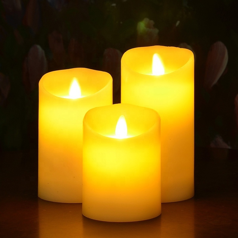 Battery Operated Dancing Flame Led Flameless Candles With 10 Key Remote