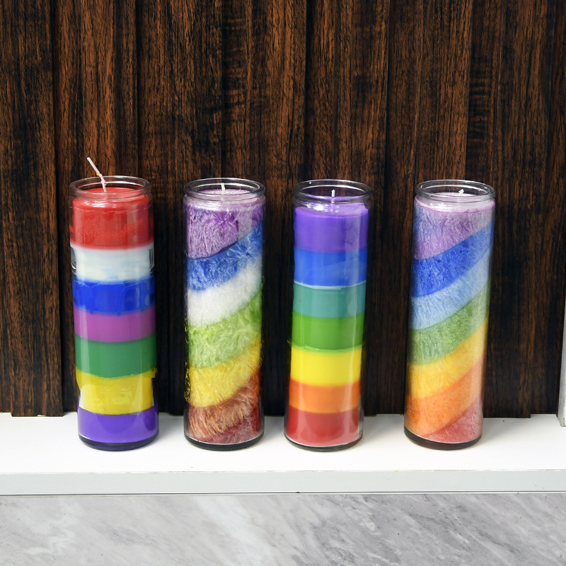 Custom 7 Day Religious Memorial Grave Prayer Chakra Candles