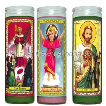 wholesale hispanic mexican glass jar religious candles