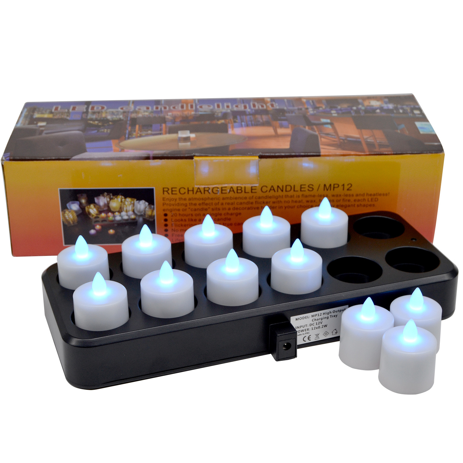 Rechargeable LED Tealight Candles with Wireless Remote Control 12-pack