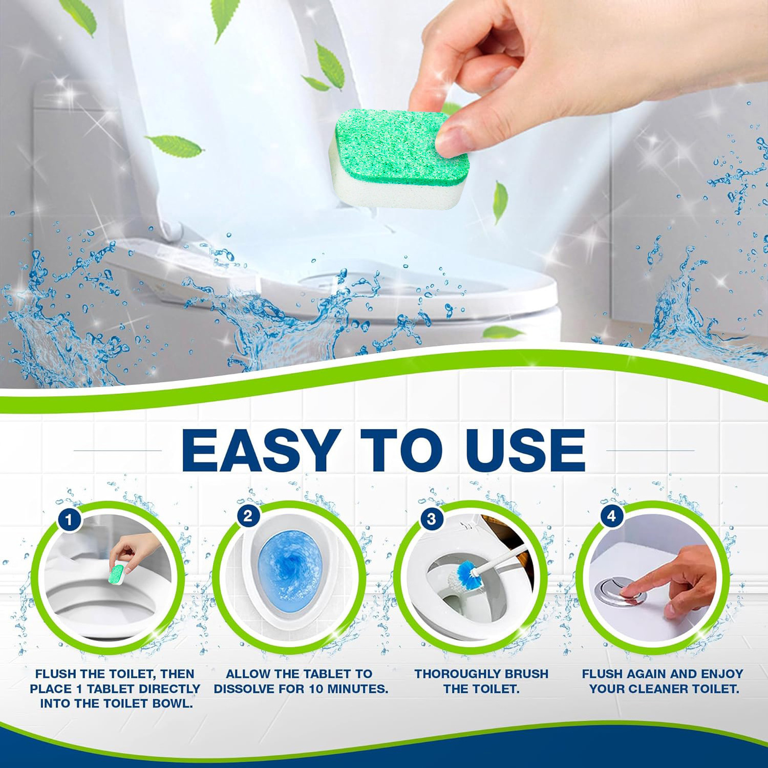 Customized Home Toilet Cleaner Ball Powerful Automatic Flush Toilet Bowl Deodorizer For Bathroom Cleaning Effervescent Tablets