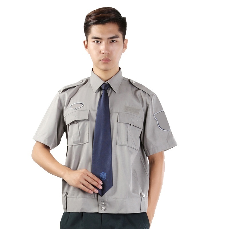 Uniform Security Guard men shirts security- short sleeves Outdoor Working Suits grey security guard shirts